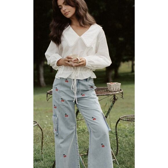 The Wholesome Store Denim - Embroidered Light Blue Boyfriend Jeans